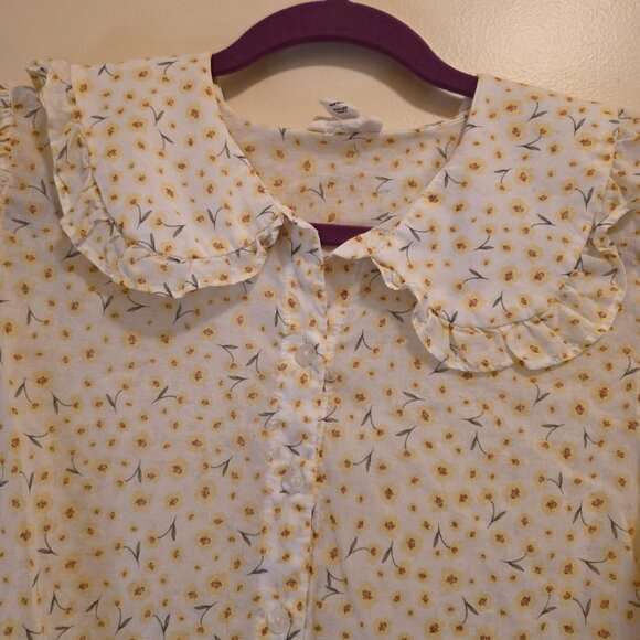 Ana A New Approach Yellow Floral Button Down Blouse L - Picture 3 of 4